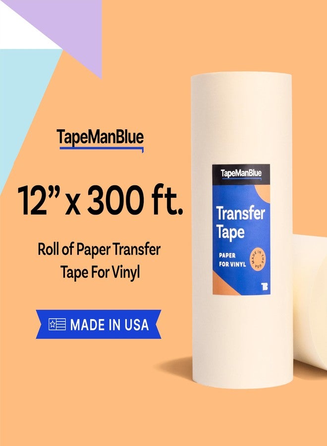 TapeManBlue Paper Transfer Tape for Vinyl, 12" x 300' Roll, Made in America, Premium Transfer Tape for Vinyl Graphics & Laser Cutting - Image 2